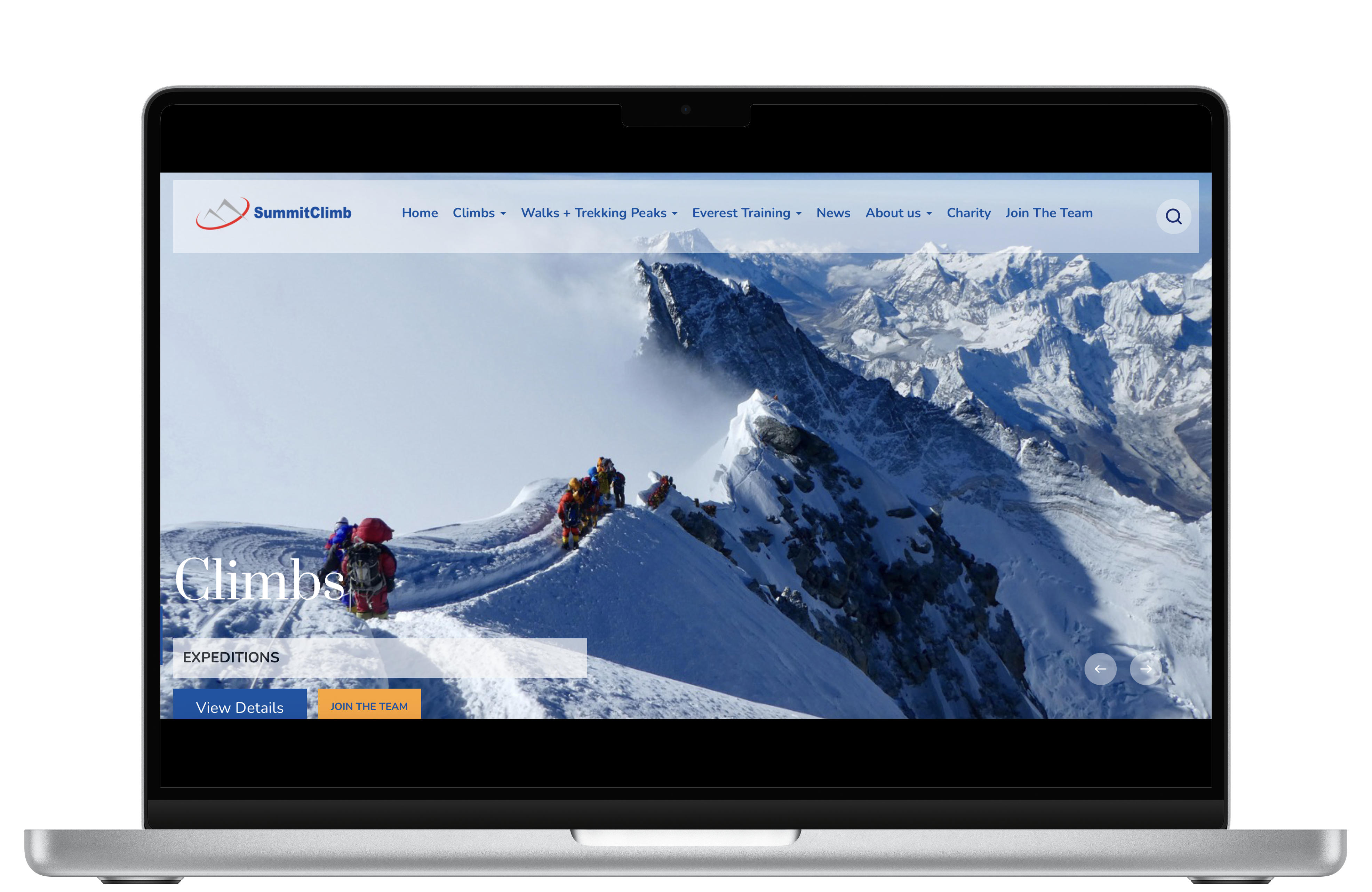 SummitClimb website on desktop